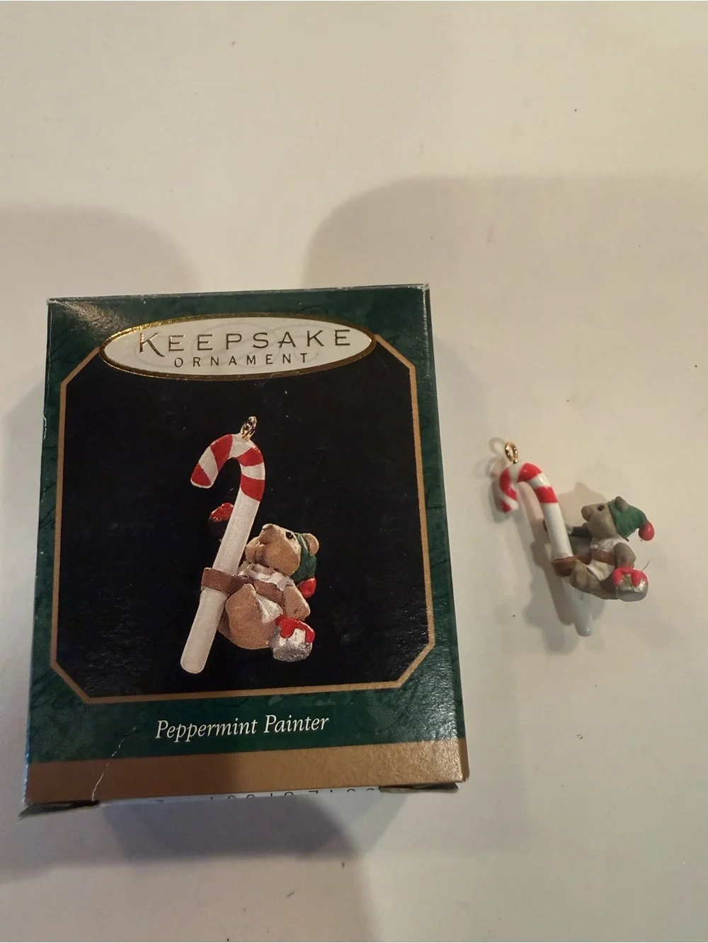 Hallmark Bear Ornament with Red & White Candy Cane